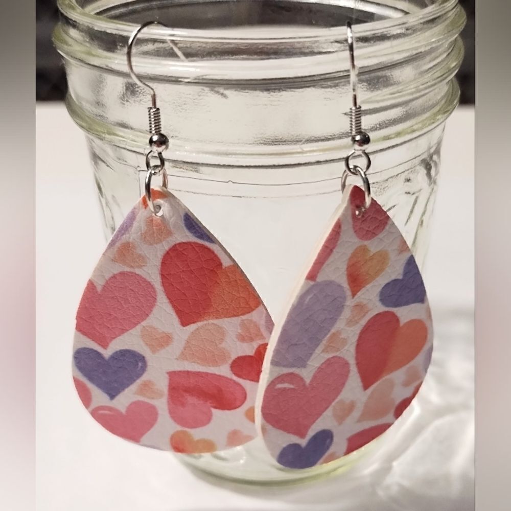 Hearts dangle earrings teardrop New d71